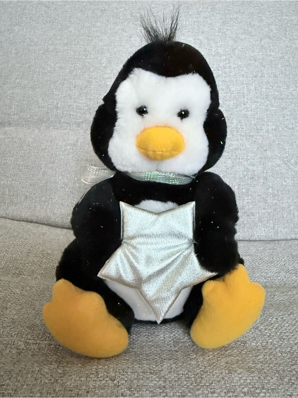 Vintage Hallmark Shimmers Christmas Penguin Star Plush 8"